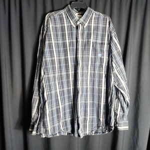 Cinch Mens XL Plaid Button Down Shirt Black Blue Long Sleeve Western Cowboy